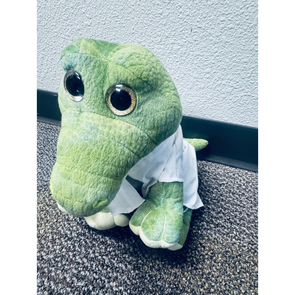 The Bear Factory Green Alligator Plush Big Eyes Doctor Lab Coat crocodile 12"